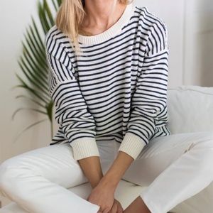 Emerson Frye navy and cream Caroline sweater size large